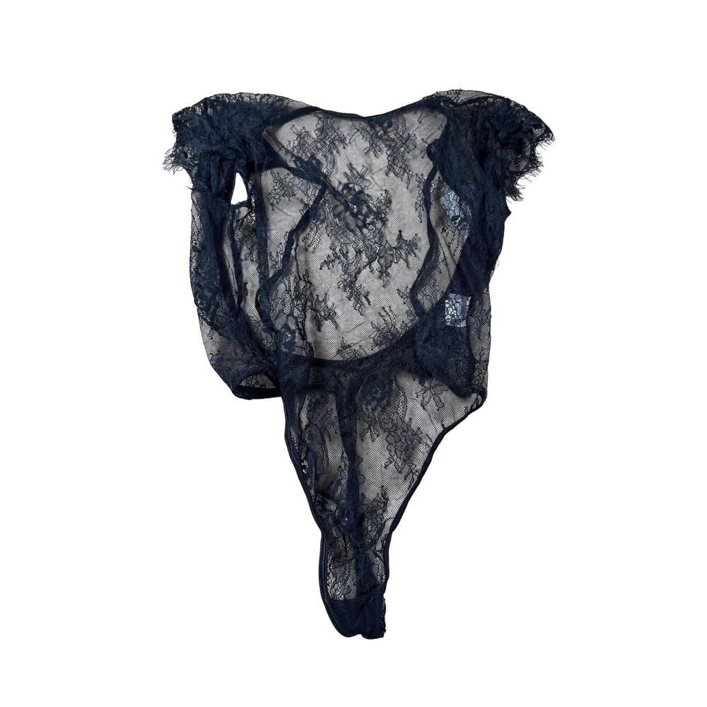 Shirley Teddy Womens S Black Lace Eyelash Sheer High Cut Lingerie Sexy